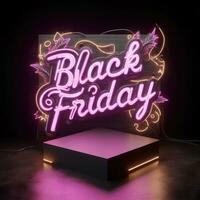 AI generated Black Friday elegant and luxury podium, banner template background photo