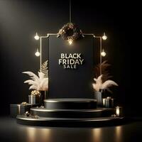 AI generated Black Friday elegant and luxury podium, banner template background photo