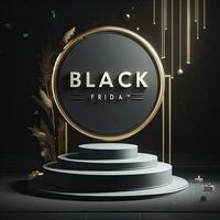 AI generated Black Friday elegant and luxury podium, banner template background photo