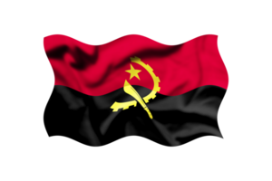 el bandera de angola es ondulación en el viento en un transparente antecedentes. recorte camino incluido png