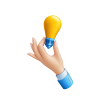 AI generated creative bulb in hand on transparent background PNG image