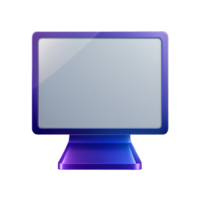 AI generated lcd monitor with blank screen 3D icon on transparent background PNG image