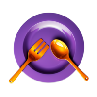 AI generated spoon and fork 3D icon on transparent background PNG image