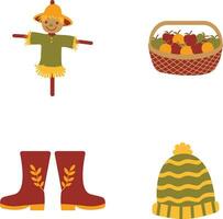 Autumnal Equinox Icon Collection. Isolated Vector. vector