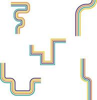 Collection of Retro Groovy Lined. Rainbow Line. In Abstract Design. Vector Illustration.