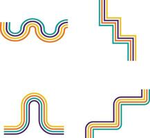 Collection of Retro Groovy Lined. Rainbow Line. In Abstract Design. Vector Illustration.