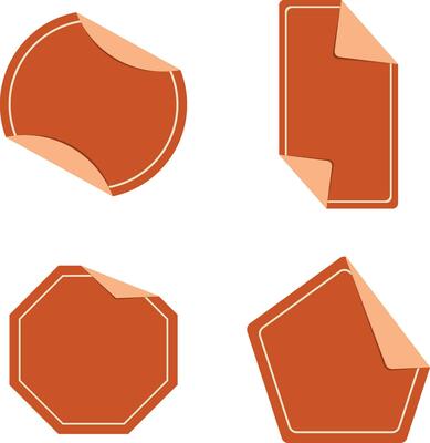 Set of Peeling Sticker Label With Geometric Design. Isolated On White Background. Vector Illustration.