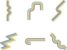 Collection of Retro Groovy Lined. Rainbow Line. In Abstract Design. Vector Illustration.