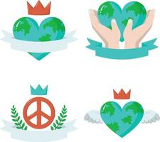 International Peace Day Sticker Collection. Isolated On White Background. Vector Illustration.