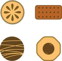 Cookies Biscuit Illustration In Different Shape. Flat Design. Vector Icon.