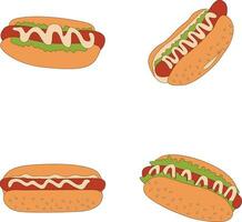 Hot Dog Food Illustration With Simple Design, Isolated Vector. vector