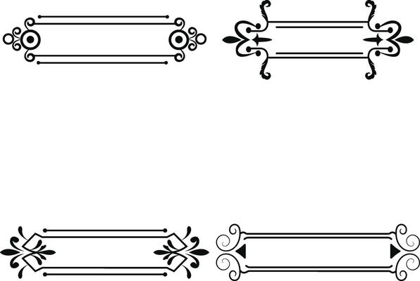 Set of Engraved Frame Antique. Flat Classic Design. Isolated Vector.