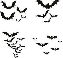 Collection of Halloween Bat Silhouette. In Flat Cartoon Design. Isolated Vector. vector