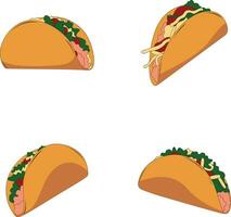 Tacos Food Illustration Collection. Seamless Cartoon Design. Isolated Vector. vector