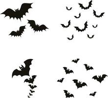 Collection of Halloween Bat Silhouette. In Flat Cartoon Design. Isolated Vector. vector