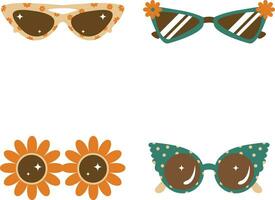 Collection of Eyeglasses Summer With Sparkle Design. Vector Illustration.