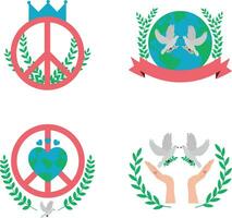 World Peace Day With Flat Design. Vector Icon Set.