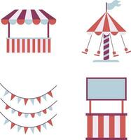 Collection of Vintage Carnival Circus. Isolated On White Background. Vector Icon.