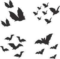 Collection of Different Halloween Bat Silhouette. Isolated Vector. vector