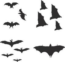 Collection of Different Halloween Bat Silhouette. Isolated Vector. vector