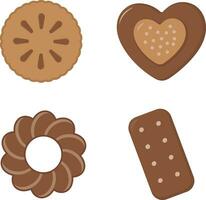 Cookies Biscuit Illustration Collection. With Various Design. Isolated Vector Set.