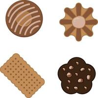 Cookies Biscuit Illustration Collection. With Various Design. Isolated Vector Set.