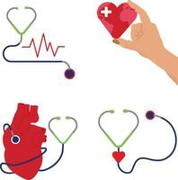 Collection of World Heart Day Illustration. Isolated On White Background. Vector Icon.