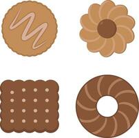 Cookies Biscuit Illustration Collection. With Various Design. Isolated Vector Set.