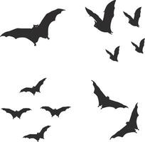 Collection of Different Halloween Bat Silhouette. Isolated Vector. vector