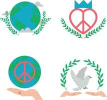 mundo paz día con plano diseño. vector icono colocar.