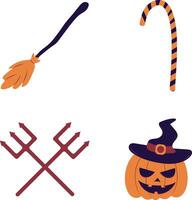 Cute Halloween Illustration With Flat Cartoon Design. Isolated On White Background. Vector Icon Set.