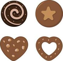 Cookies Biscuit Illustration Collection. With Various Design. Isolated Vector Set.