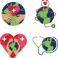 Collection of World Heart Day Illustration. Isolated On White Background. Vector Icon.