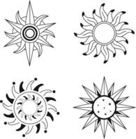 Celestial Sun Decoration Illustration Set. Flat  Design. Isolated Vector. vector