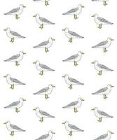 Vector seamless pattern of outline sketch sea gull