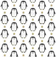 Vector seamless pattern of flat penguin