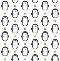 Vector seamless pattern of flat penguin