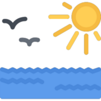 Sun sea illustration design png