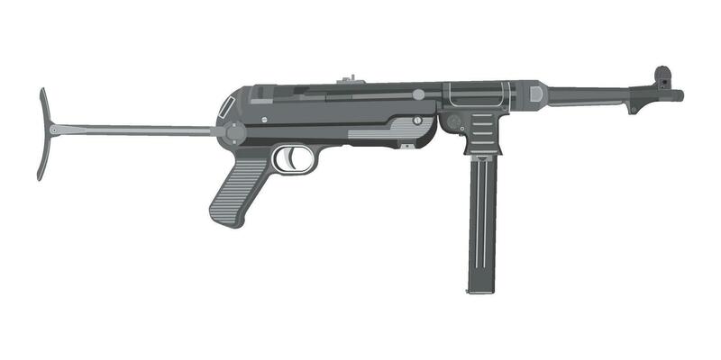 a ww2 german submachine pistol gun on a white background
