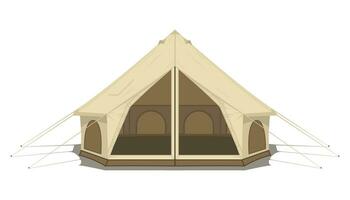 canvas bell tent with a door and a window vector