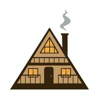 Wooden Triangle Hut Vector Illustration