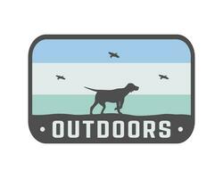 caza perro al aire libre parche vector logo