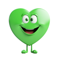 AI generated Green love cartoon character style isolated on a transparent background AI Generative png