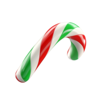 Christmas candy, stick. Candy cane with red white and green stripes isolated on a transparent background AI Generative png