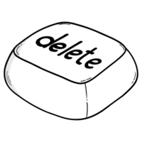 Delete button black and white icon illustration design work keyboard png