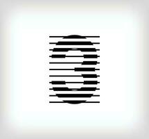 Number 3 scan line logo icon design, vector illustration. The number 3 formed by the combination of lines. Creative flat design style.