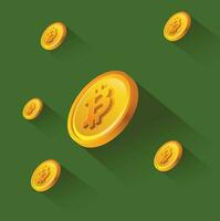 3D vector Cryptocurrency with green background