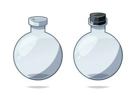 Empty transparent Florence flask. Chemistry glassware vector isolated.