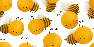 sin costura modelo con abejas. dibujos animados mano dibujar infantil ilustración. png