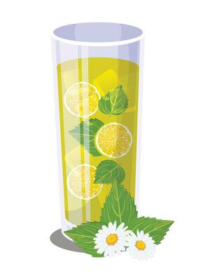 mint orange drink sticker vector. Cocktail and drink illustration for bar card.